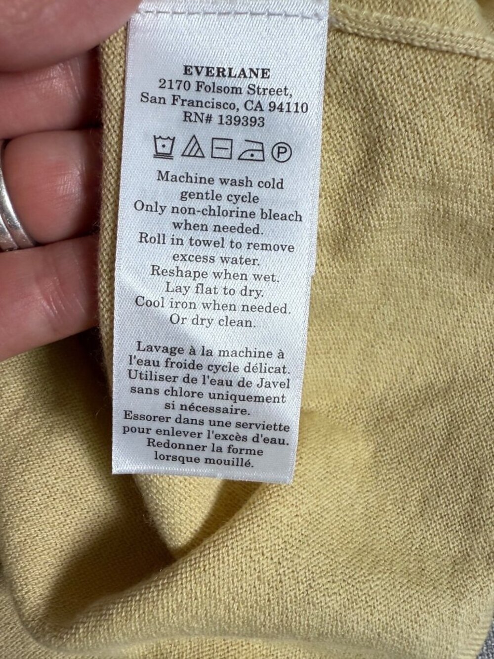 Everlane Crewneck Sweater Organic Cotton Cashmere Parsnip Yellow Layer Top Small - Picture 5 of 10